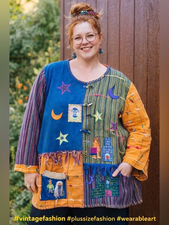 Maggie Sottero Jackets & Blazers - Maggie Barnes 4X Patchwork Jacket Whimsical Art Coat Boho Cottagecore Statement